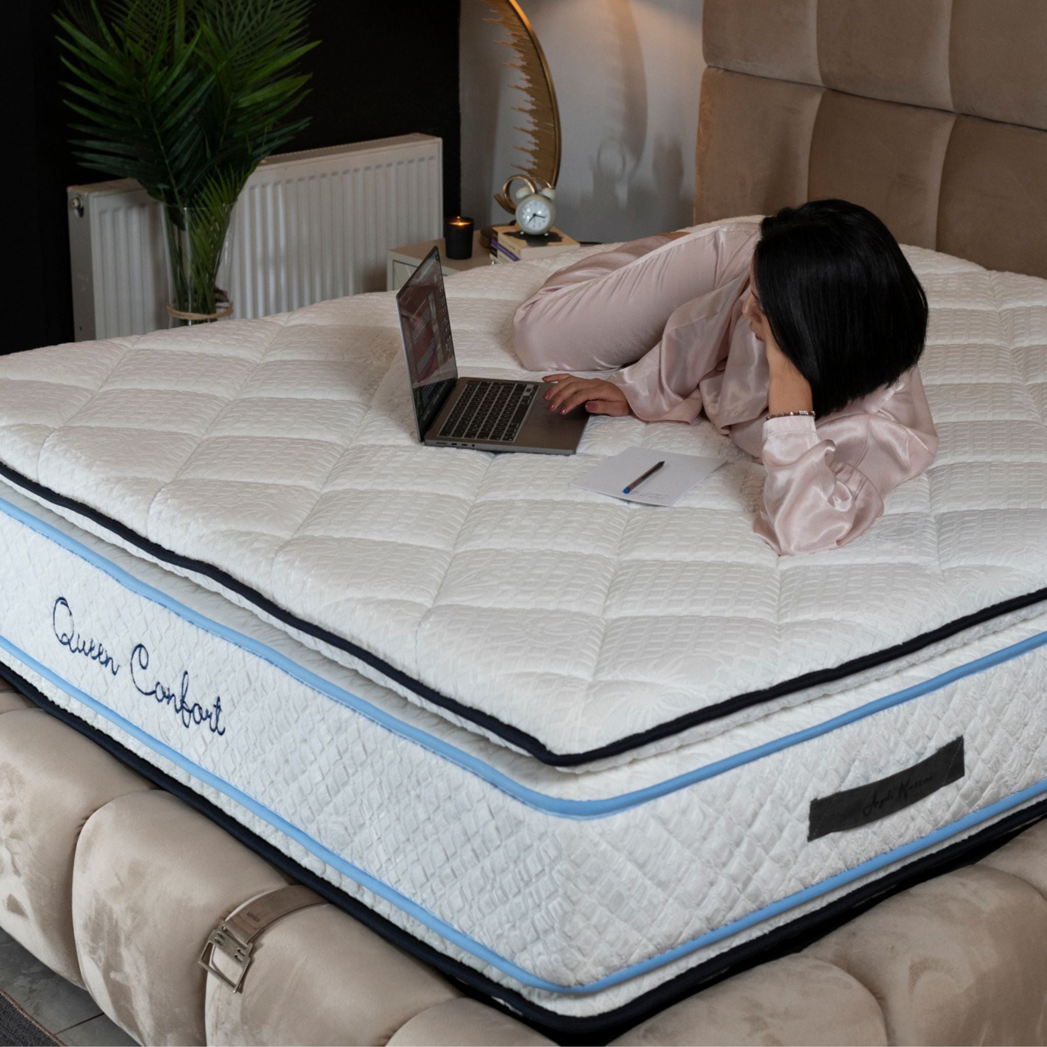 Matelas Queen Confort Angels Mattress - Double Surmatelas, Confort 5 Zones, Double Face, Épaisseur 34 cm