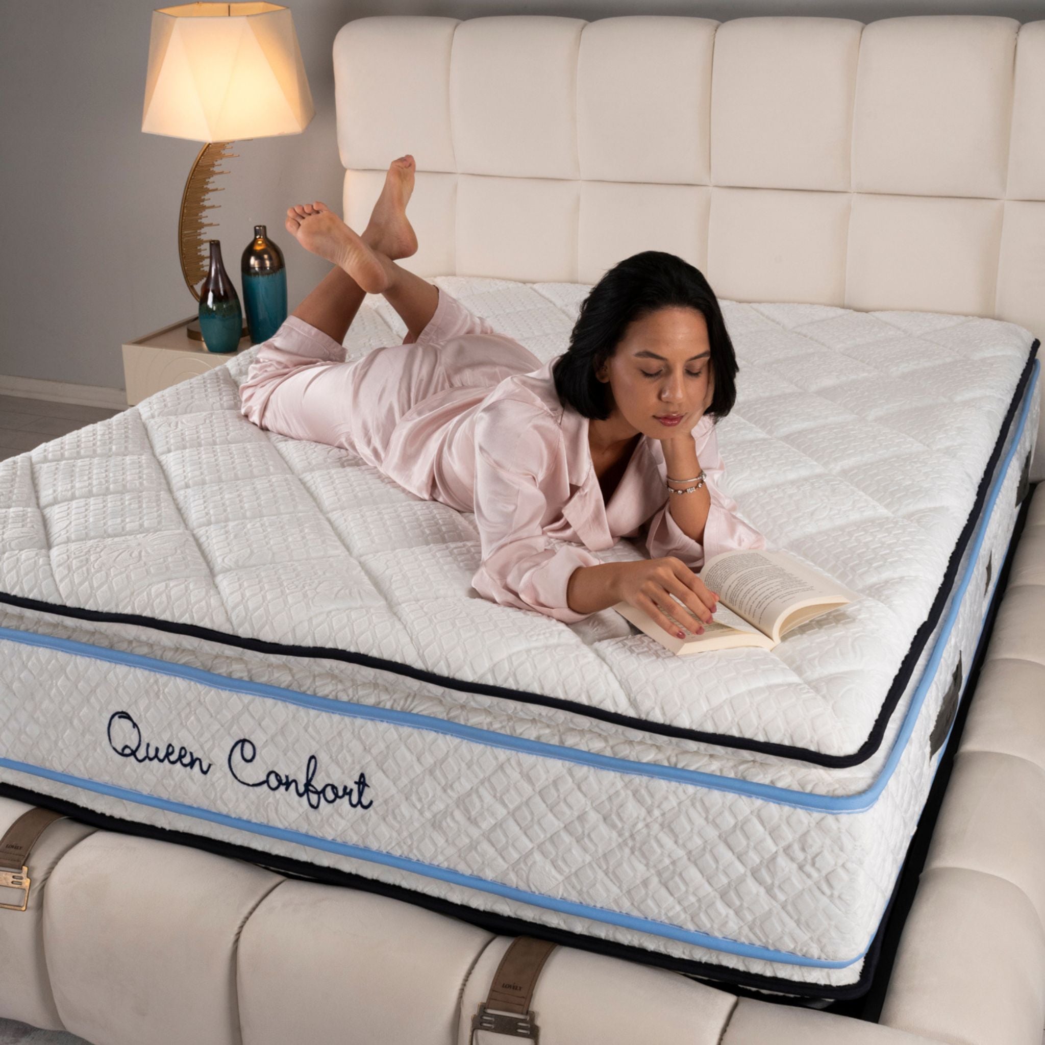 Matelas Queen Confort Angels Mattress - Double Surmatelas, Confort 5 Zones, Double Face, Épaisseur 34 cm