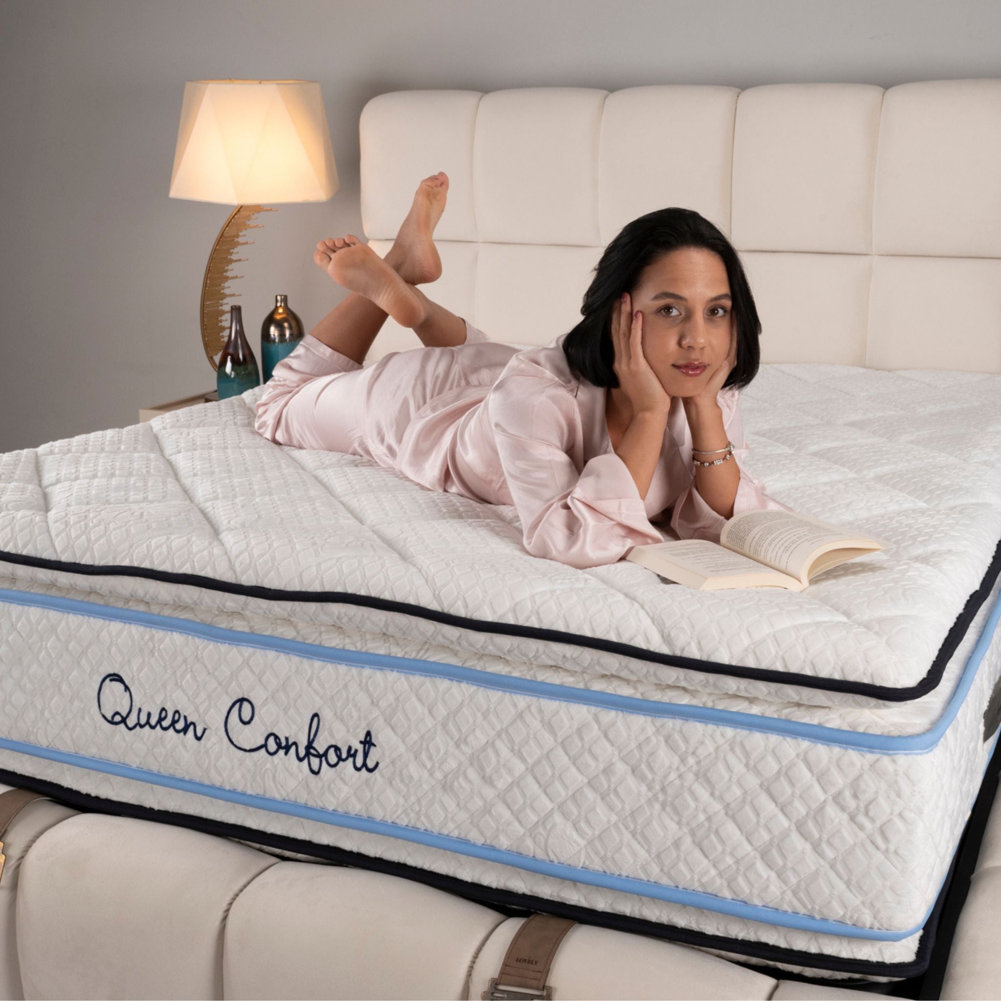 Matelas Queen Confort Angels Mattress - Double Surmatelas, Confort 5 Zones, Double Face, Épaisseur 34 cm