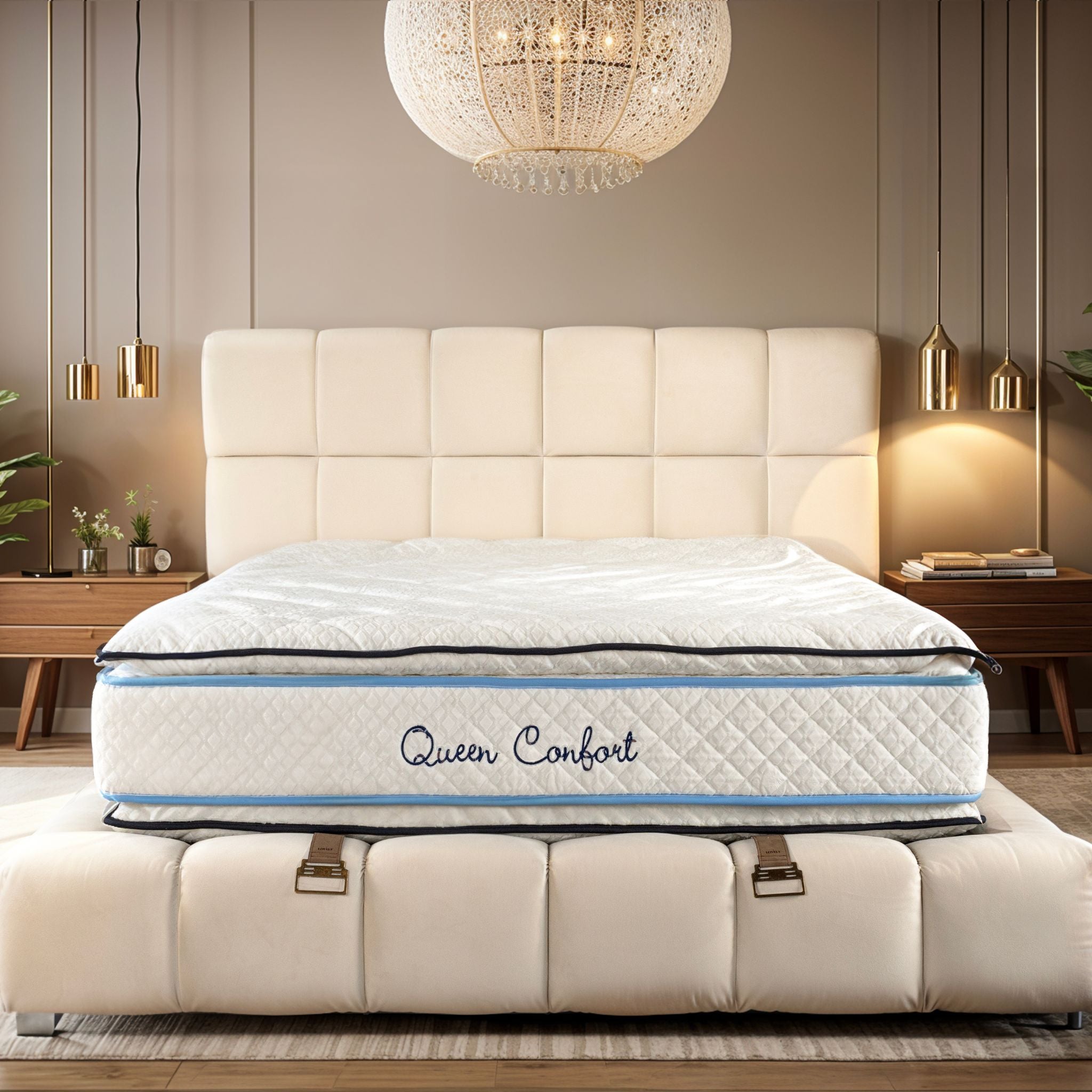 Matelas Queen Confort Angels Mattress - Double Surmatelas, Confort 5 Zones, Double Face, Épaisseur 34 cm