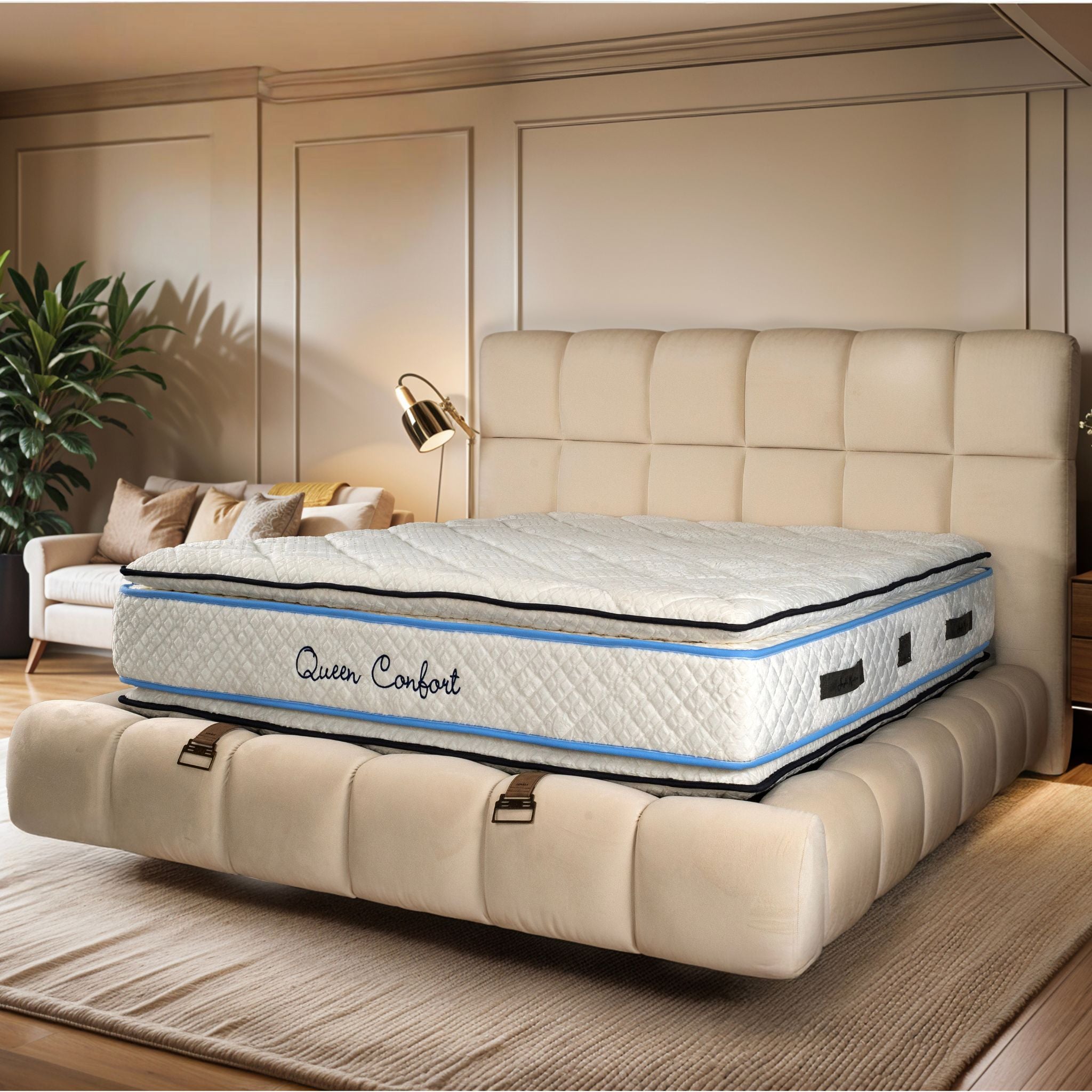 Matelas Queen Confort Angels Mattress - Double Surmatelas, Confort 5 Zones, Double Face, Épaisseur 34 cm