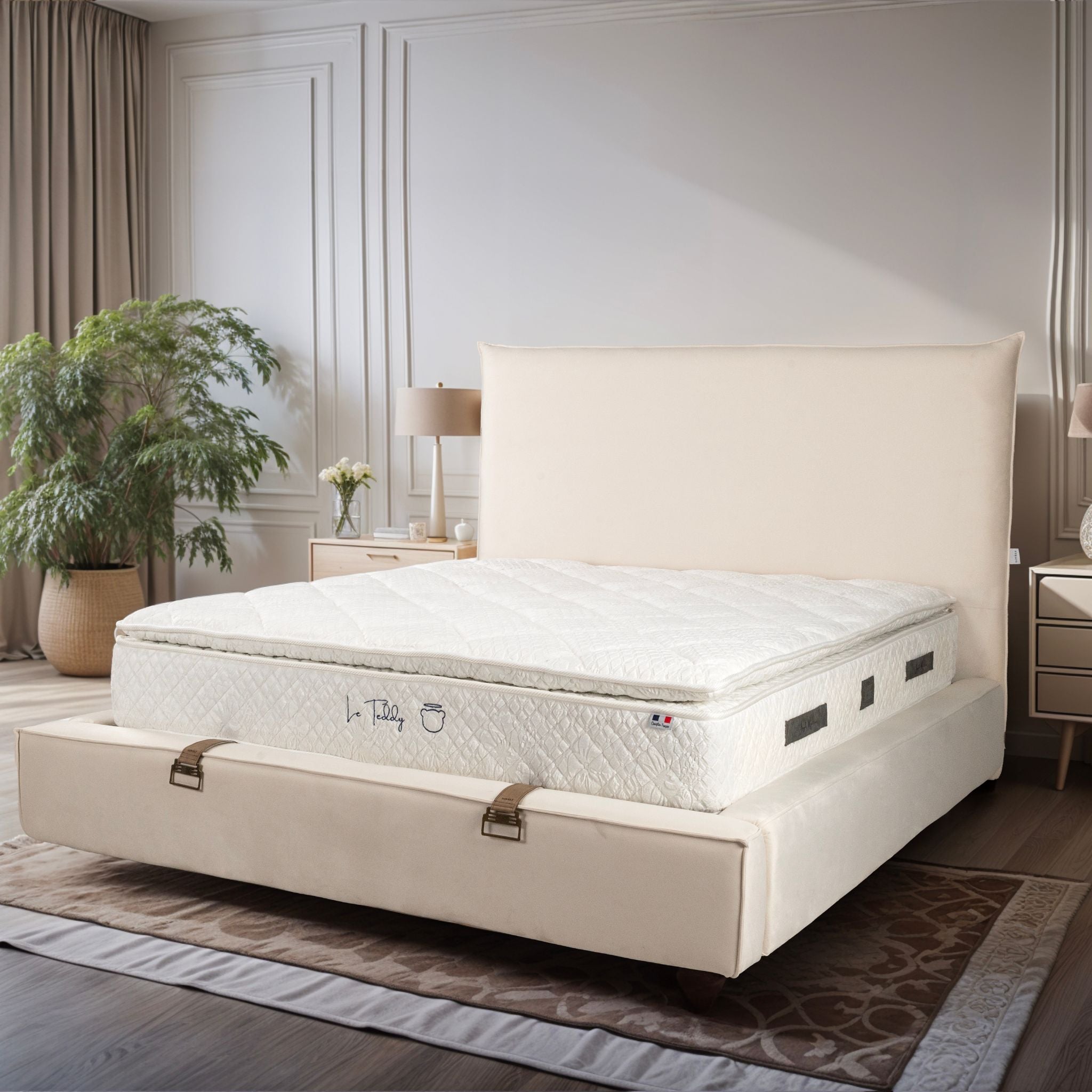 Matelas Le Teddy White Angels Mattress - Surmatelas Peluche Intégré, Confort Douillet, Épaisseur 30 cm, Simple Face