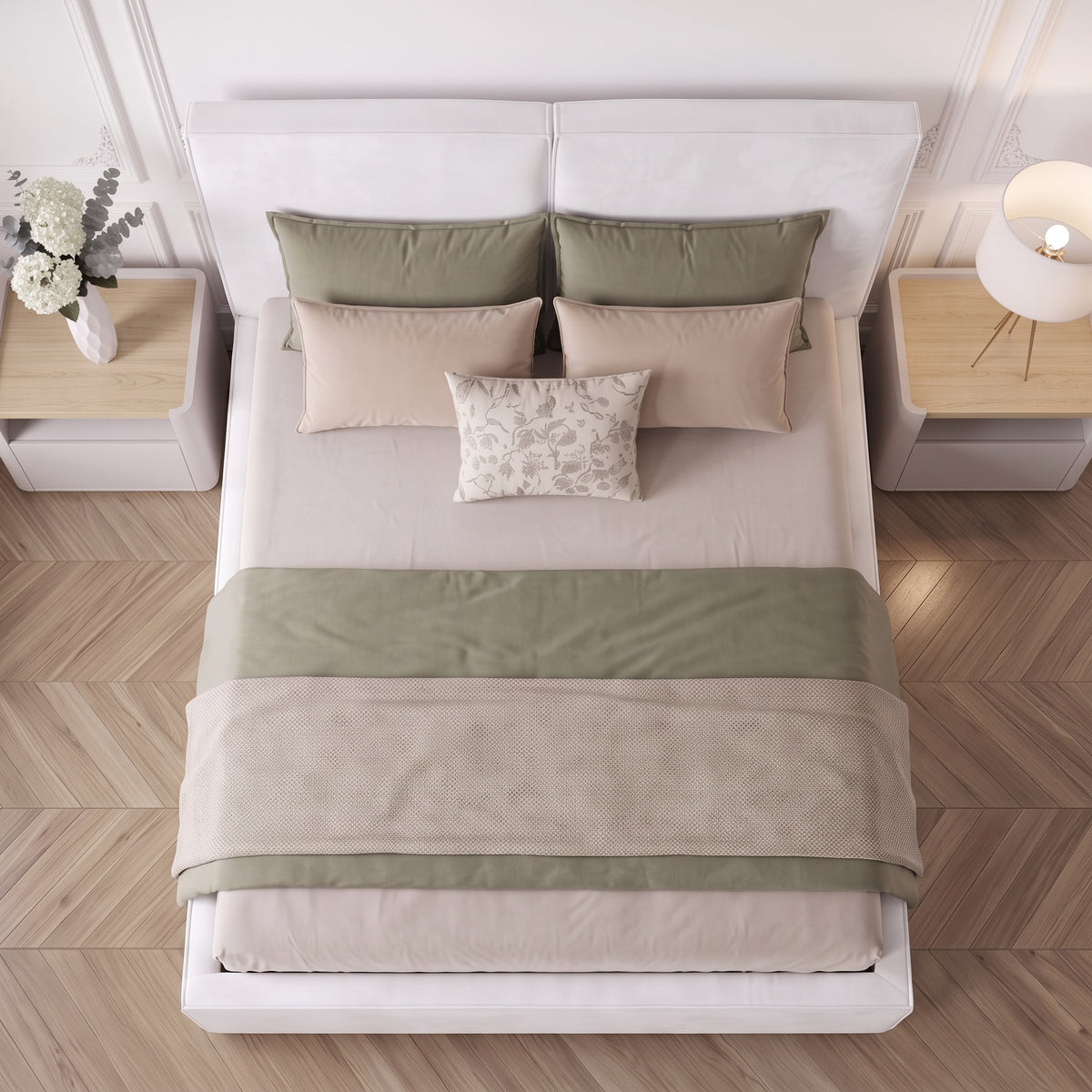 Lit Coffre Cuba Velours Blanc Anti-Tache – Design Moderne avec Rangement | 140x190, 160x200, 180x200