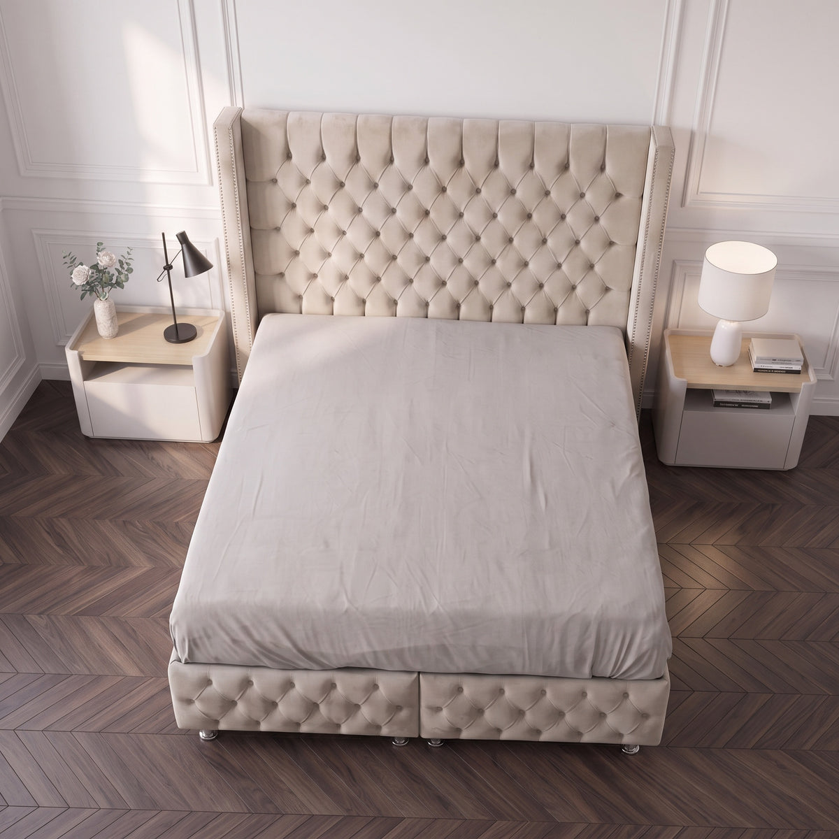 Lit Coffre Armony Beige - Confort, Élégance et Fonctionnalité