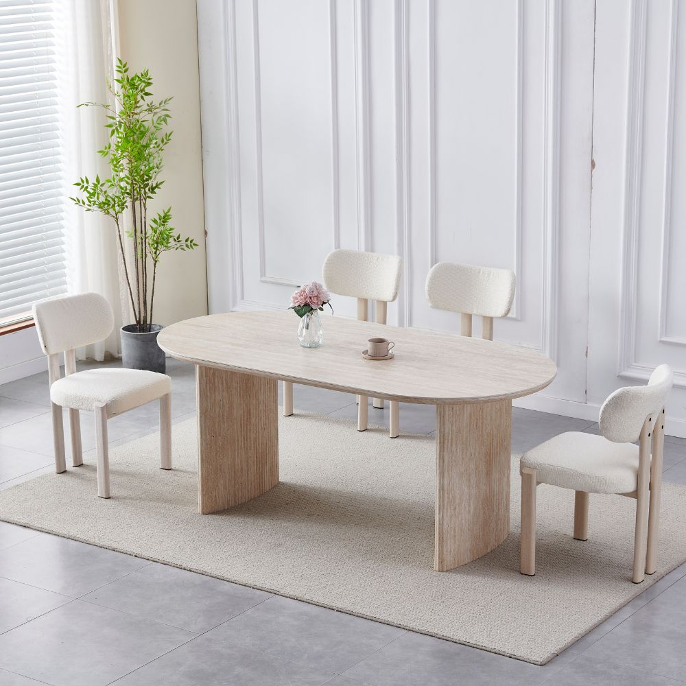 Table à Manger Joséphine – Effet Travertin – Plateau Céramique Anti-Rayure – 180 cm