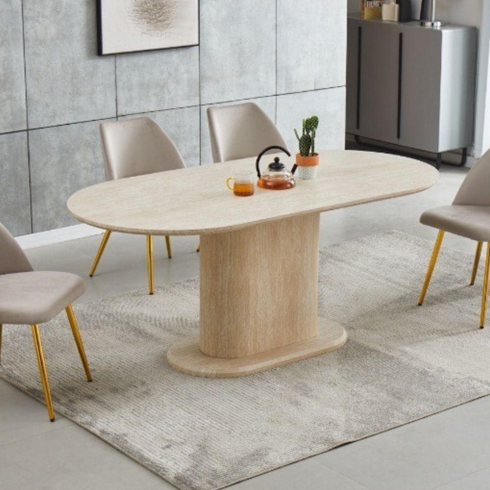 Table à Manger Léa – Effet Travertin – 150 cm ou 180 cm